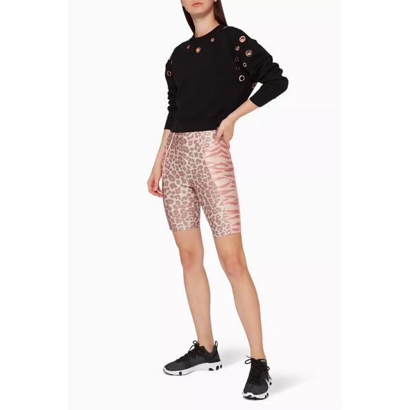 Good American Electric Feel Pink Leopard Bike Shorts, Size 2 (M) - Picture 3 of 10